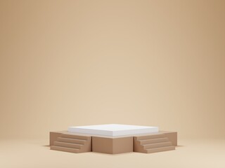 3d rendering brown square podium