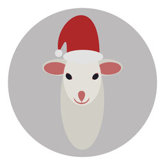 Small white christmas Sheep head icon vector