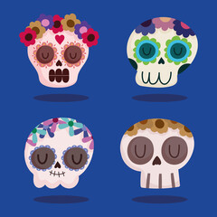 sugar skulls with flowers