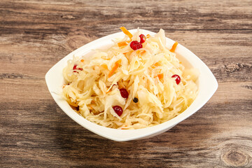 Sauerkraut with cranberry in the bowl