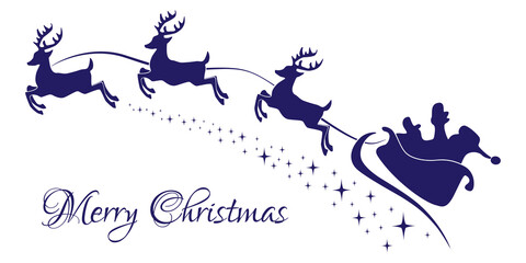 Merry Christmas with Santa Claus sleigh