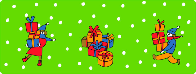 クリスマスプレゼントと子供のイラスト