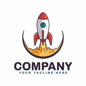 rocket launching minimalist logo template