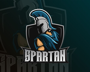 Spartan warrior esport and sport mascot logo design with modern illustration concept style for team, badge, emblem and patch. Gaming Logo Template on Isolated Background. Vector illustration