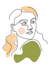 Modern abstract faces. Contemporary outline female silhouettes. Hand drawn outline trendy vector illustrations