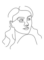 Modern abstract faces. Contemporary outline female silhouettes. Hand drawn outline trendy vector illustrations