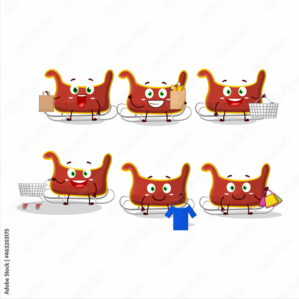 Sticker A Rich santa carriage mascot design style going shopping