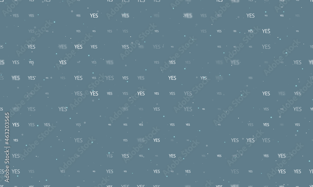 Poster seamless background pattern of evenly spaced white yes symbols of different sizes and opacity. vecto