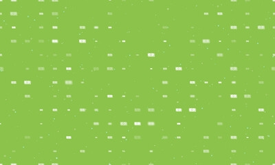 Seamless background pattern of evenly spaced white money bundle symbols of different sizes and opacity. Vector illustration on light green background with stars