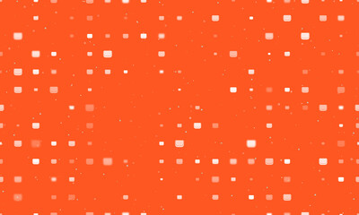 Seamless background pattern of evenly spaced white ladies handbag symbols of different sizes and opacity. Vector illustration on deep orange background with stars