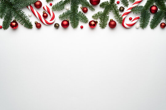 Christmas card with holiday border on white background