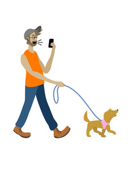 Person walking dog