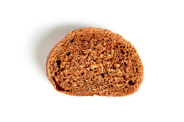 A loaf of rye flour with bran isolated on a white background.