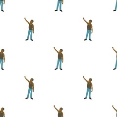 Man protest on the street pattern seamless background texture repeat wallpaper geometric vector