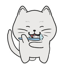 歯磨き猫　イラスト　かわいい