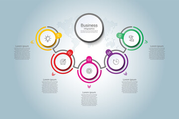 Presentation business infographic template circle colorful with 5 step