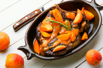 Beef in apricot marinade