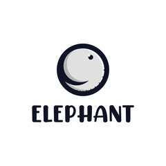 circle elephant logo, cartoon logo