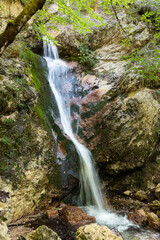 Fototapeta na wymiar Civitella Alfedena. Abruzzo. La Camosciara Nature Reserve. The Tre Cannelle waterfall