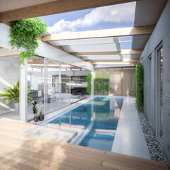 Luxury Residential Villa Terrace Design - 3d visualization