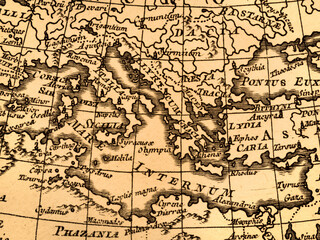 アンティークの世界地図　地中海周辺