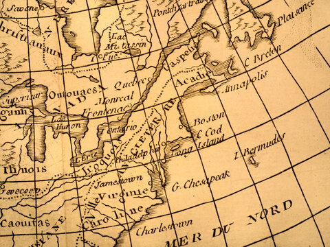 アンティークの世界地図　アメリカとカナダ