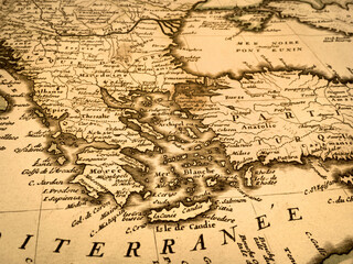 Fototapeta na wymiar アンティークの世界地図　ギリシャとトルコ