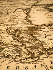 アンティークの世界地図　ギリシャとトルコ