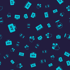 Set Augmented reality AR, Virtual, and glasses on seamless pattern. Vector