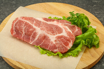 Raw pork meat neck steack