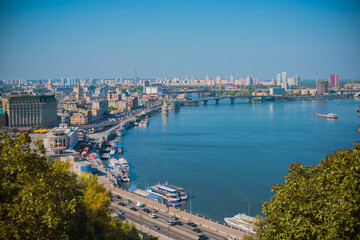 Fototapeta na wymiar View of Eastern Europe, Kiev city, traveler's ideas, panorama
