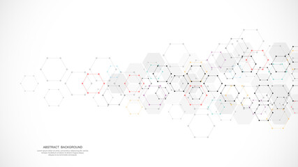 Abstract background with geometric shapes and hexagon pattern
