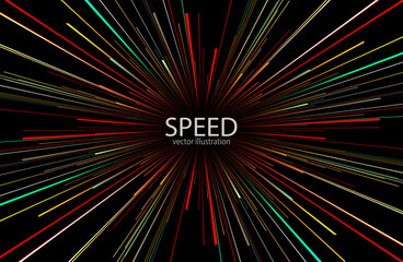 Abstract background neon glow colors, cosmic speed concept, dynamic hyperspace tunel 3D science fiction vector illustration.