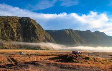 Fototapeta premium A tranquil morning in the Bromo Tengger Semeru National Park in East Java, Indonesia