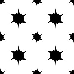 Spiked star ornament. Vector white and black simple spiky stars.
