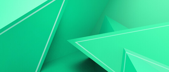 Abstract Background. Business concept and Creative triangle Geometric shapes Digital with Origami Paper Arrows on the green.banner,website,Copy Space,poster,Card -3d Rendering
