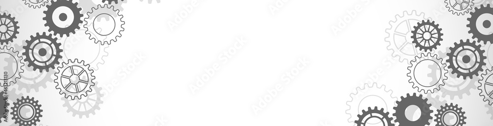 Poster website header or banner design with cogs and gear wheel mechanisms. concepts and ideas for digital 