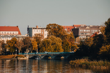 Widok miasta i mostu w miejscowości Ełk - obrazy, fototapety, plakaty