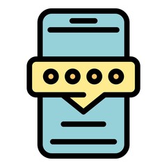 Phone password icon. Outline phone password vector icon color flat isolated