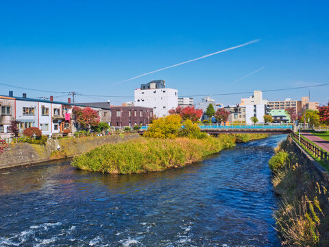 Yugawara River at Chitose town, Hokkaido, Japan.