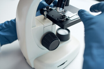 laboratory assistant chemical solutions biologist research study light background