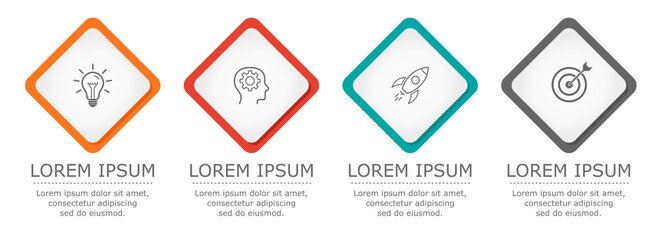 Business infographic Vector with 4 steps. Used for presentation,information,education,connection,marketing, project,strategy,technology,learn,brainstorm,creative,growth,abstract,stairs,idea,text,work.