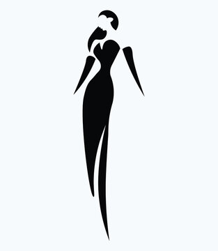 vector silhouette of a beautiful and elegant girl in a minimalistic style