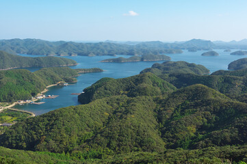 Fototapeta na wymiar 長崎県　対馬　烏帽子岳展望台からの眺望
