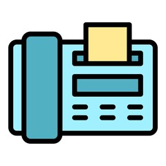 Fax assistance icon. Outline fax assistance vector icon color flat isolated