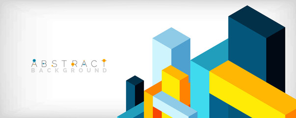 Abstract background. 3d cubes, cubic elements and blocks. Techno or business concept for wallpaper, banner, background, landing page