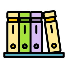 Office folders icon. Outline office folders vector icon color flat isolated