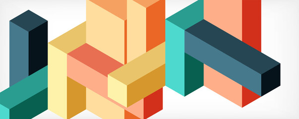 Abstract background. 3d cubes, cubic elements and blocks. Techno or business concept for wallpaper, banner, background, landing page