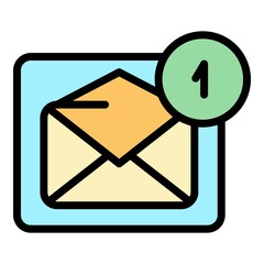 New email icon. Outline new email vector icon color flat isolated