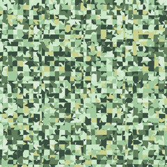 Seamless camouflage pattern incorporating five-pointed stars. Green and yellow shades.